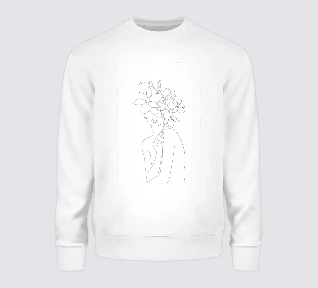 Minimal Line Art Woman with Orchids felpa da Nadjaa
