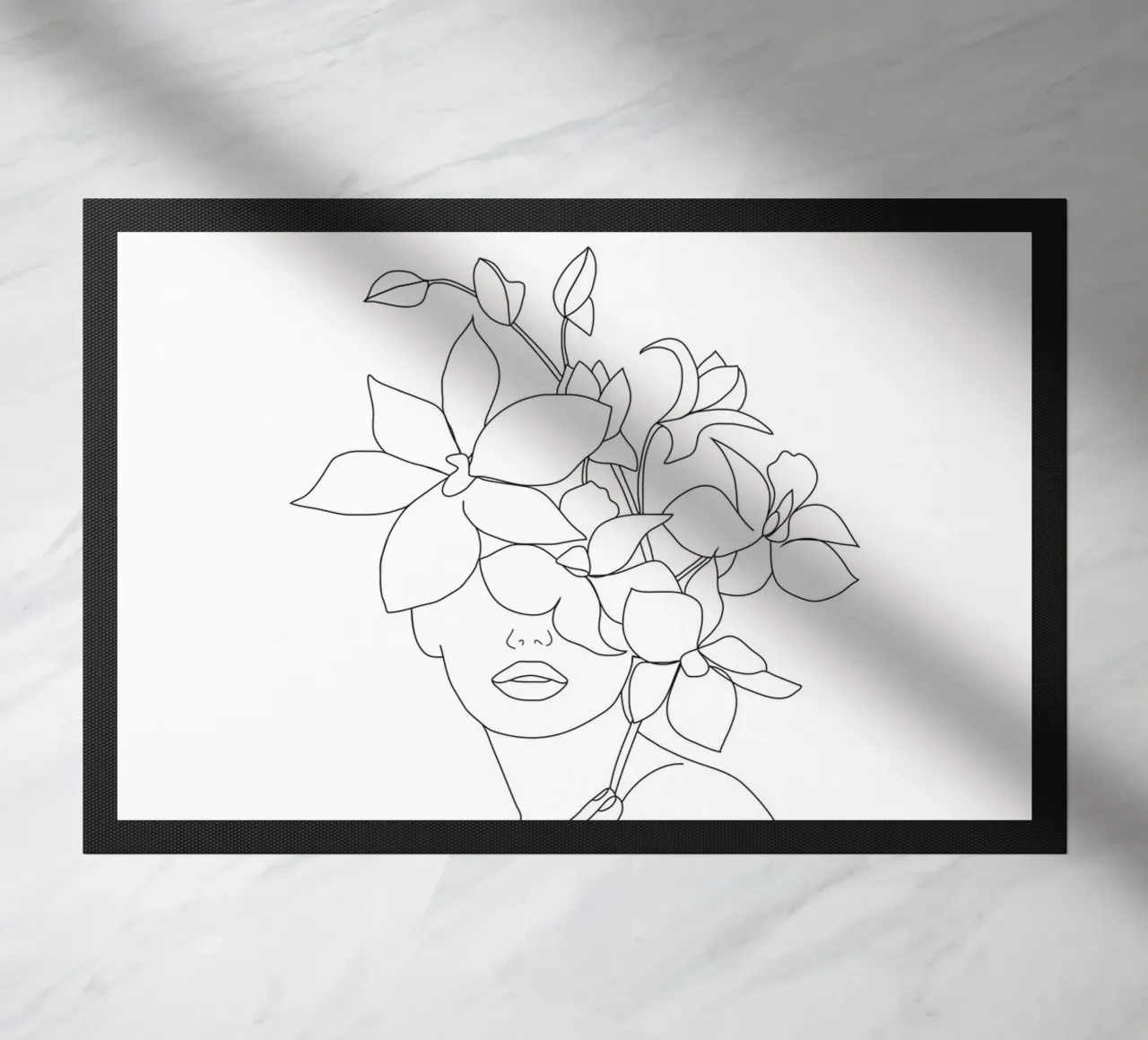 Minimal Line Art Woman with Orchids zerbino da Nadjaa