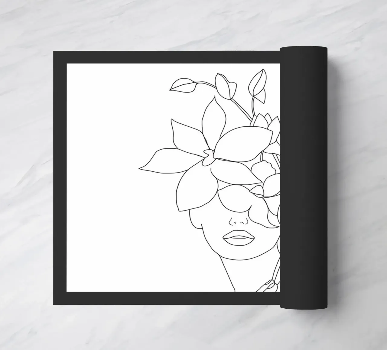 Minimal Line Art Woman with Orchids zerbino da Nadjaa