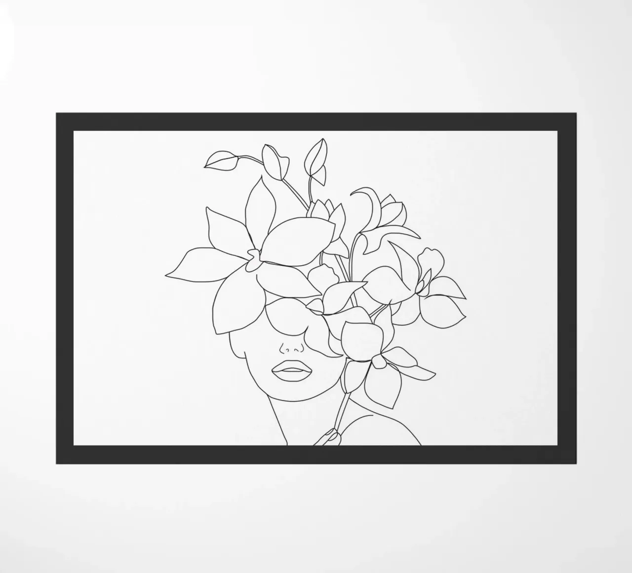Minimal Line Art Woman with Orchids zerbino da Nadjaa