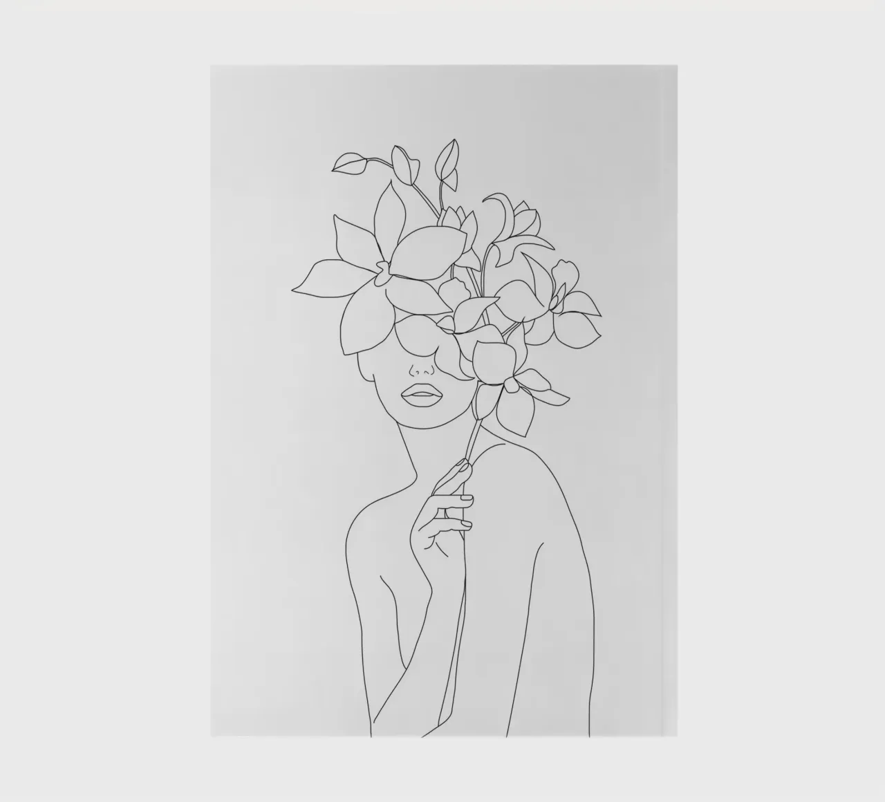 Minimal Line Art Woman with Orchids notebook by Nadjaa