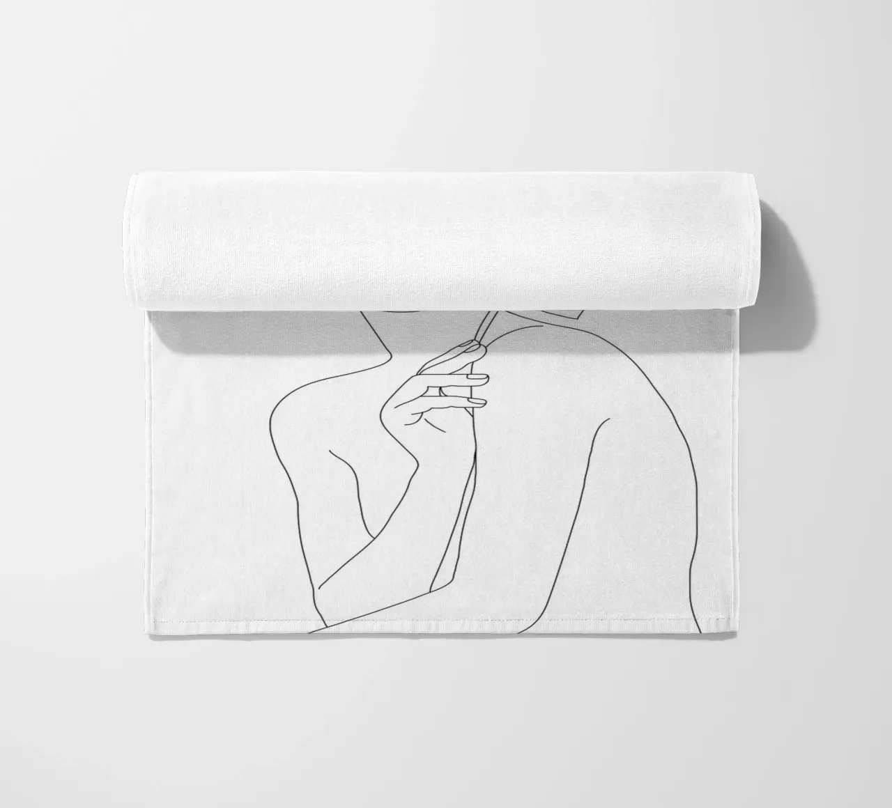 Minimal Line Art Woman with Orchids telo mare da Nadjaa