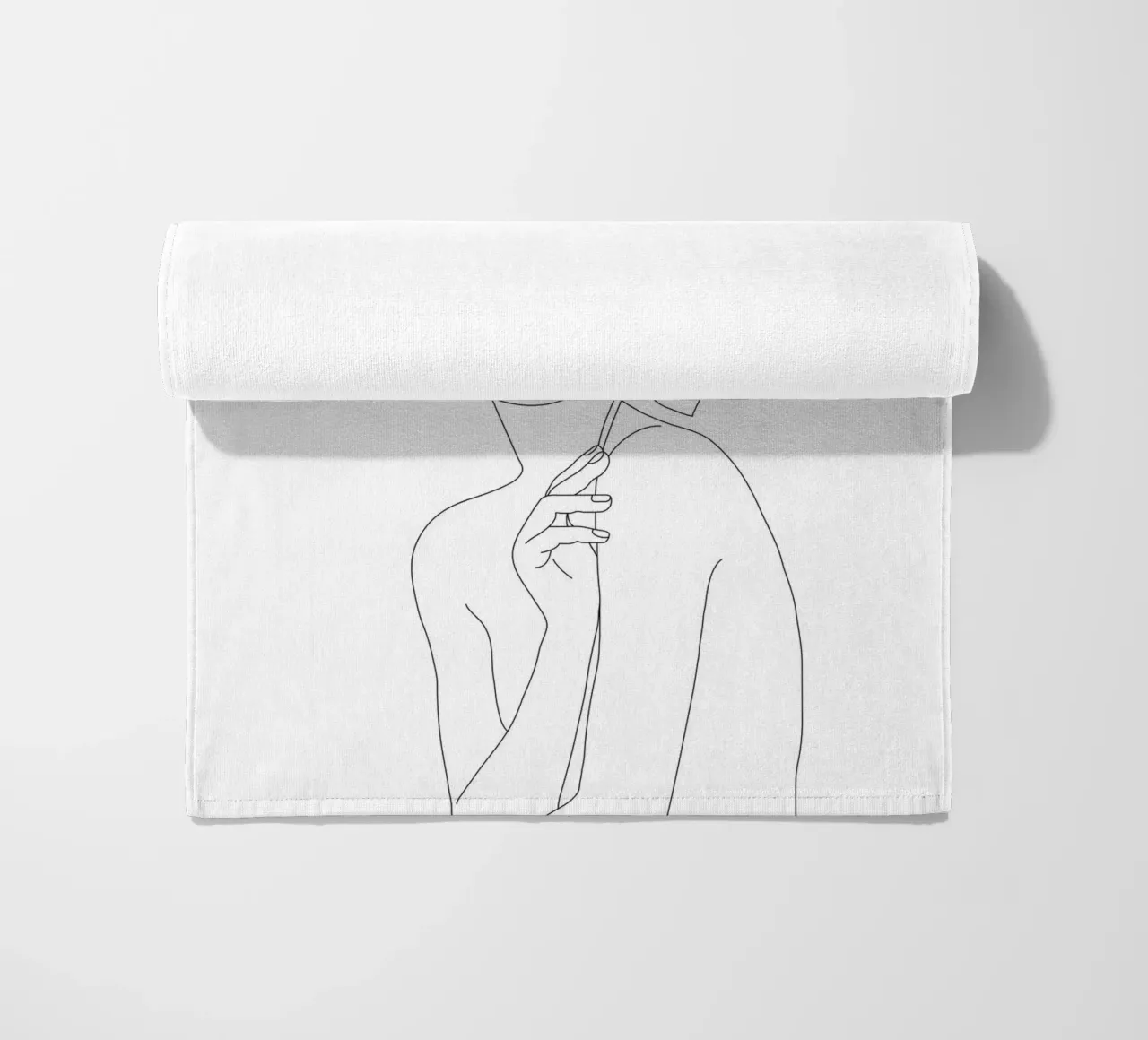 Minimal Line Art Woman with Orchids telo mare da Nadjaa