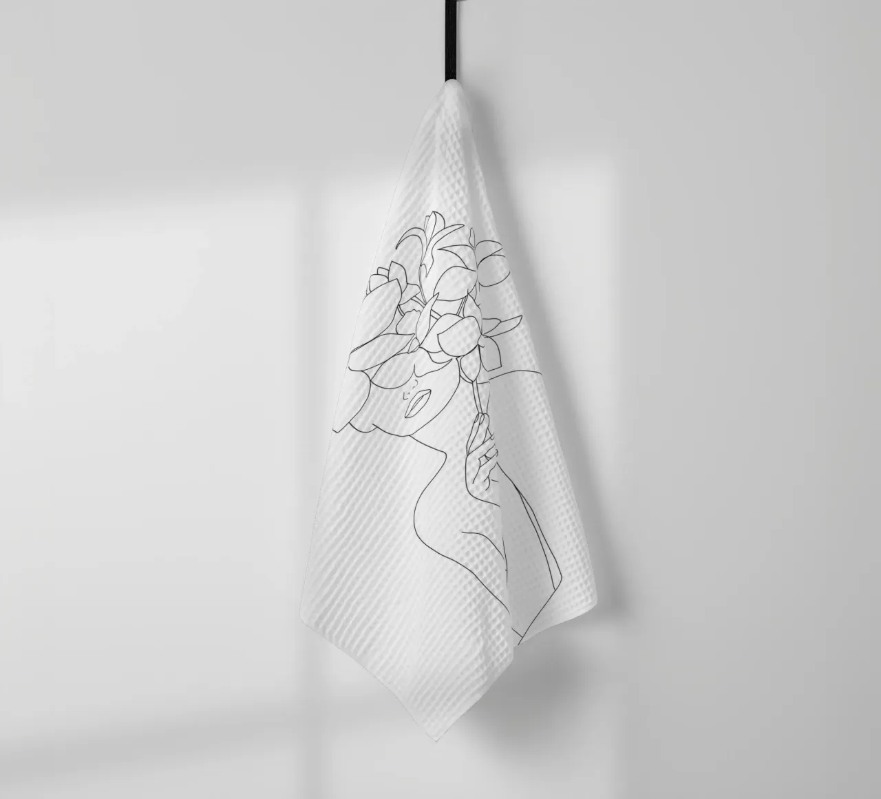 Minimal Line Art Woman with Orchids canovaccio da cucina da Nadjaa
