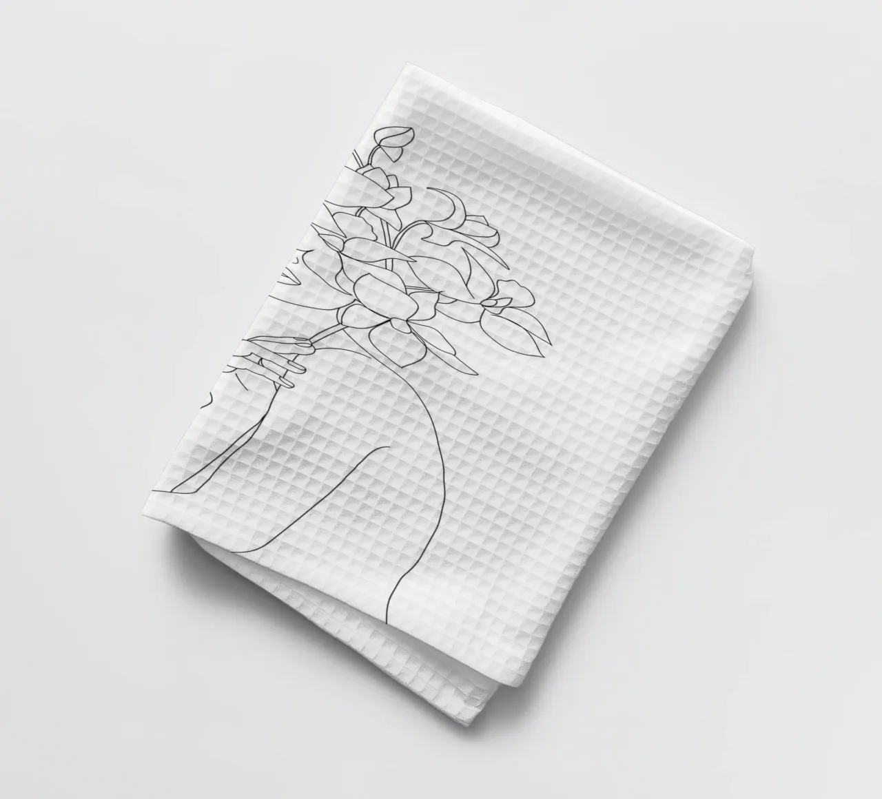Minimal Line Art Woman with Orchids canovaccio da cucina da Nadjaa