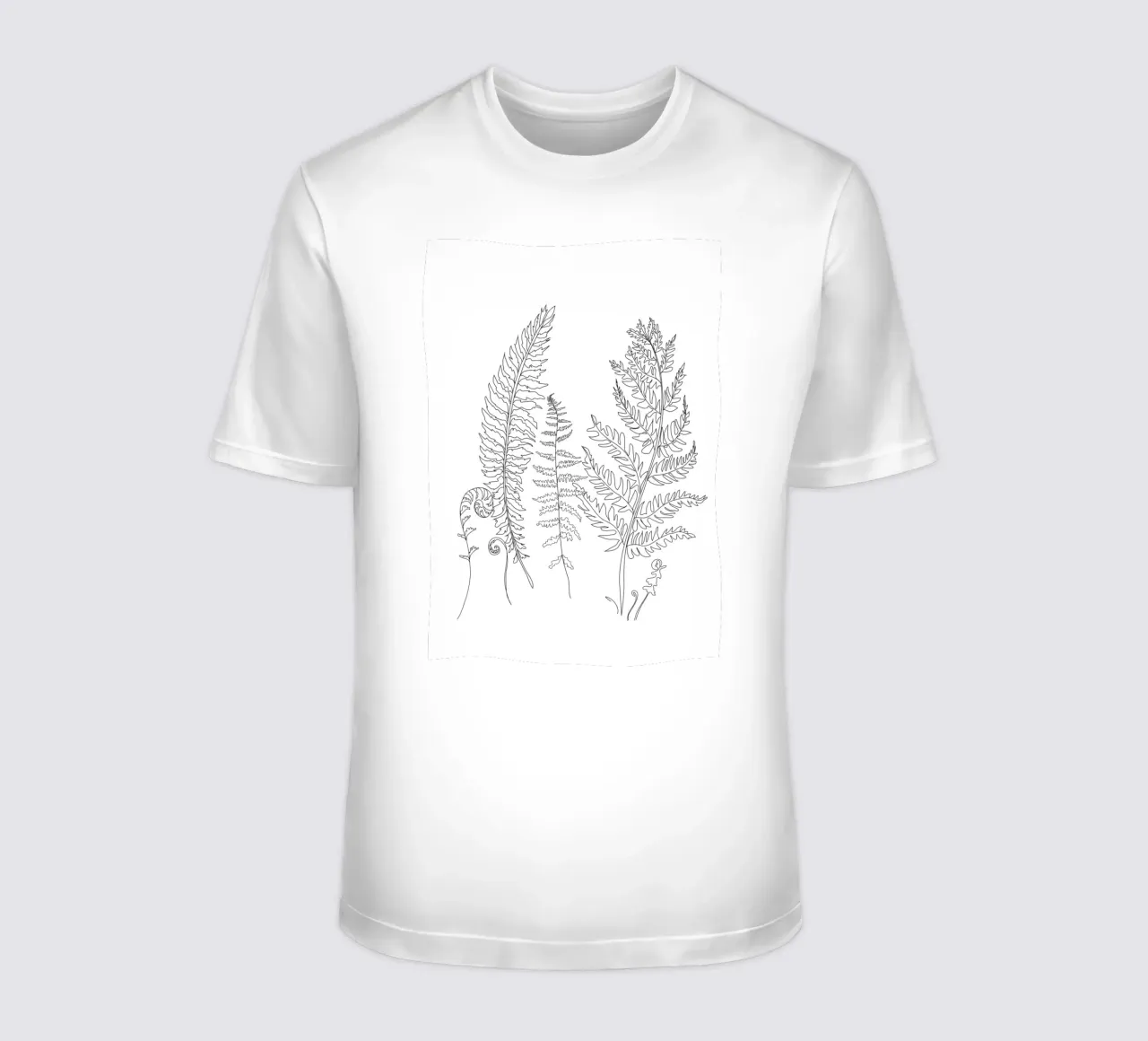 Minimal Line Art Fern Leaves t-shirt da Nadjaa