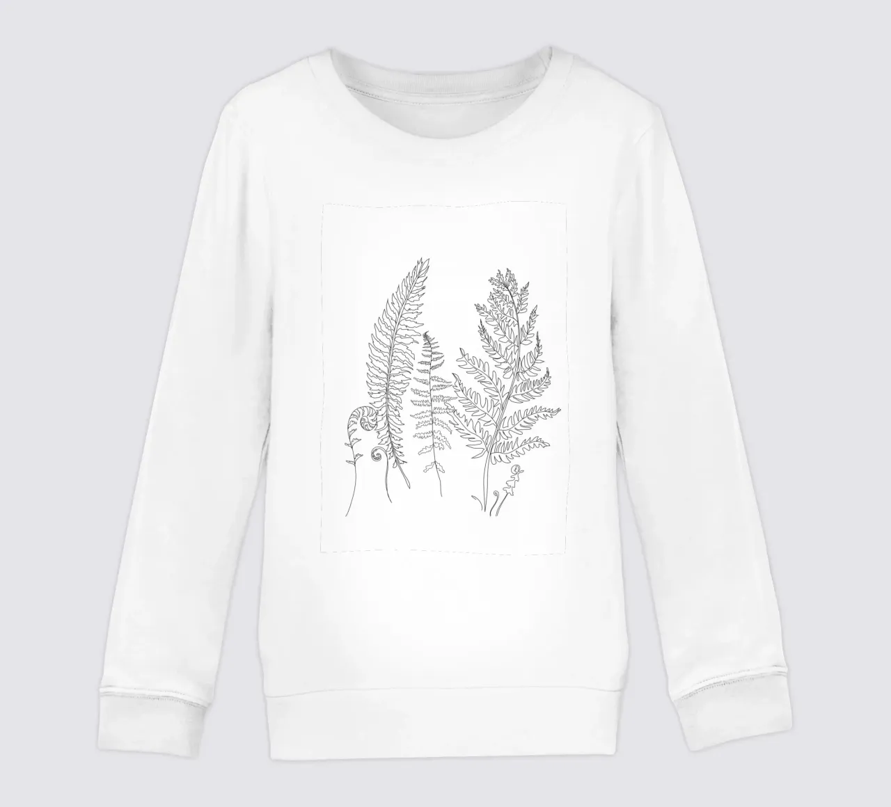 Minimal Line Art Fern Leaves felpa bambino da Nadjaa