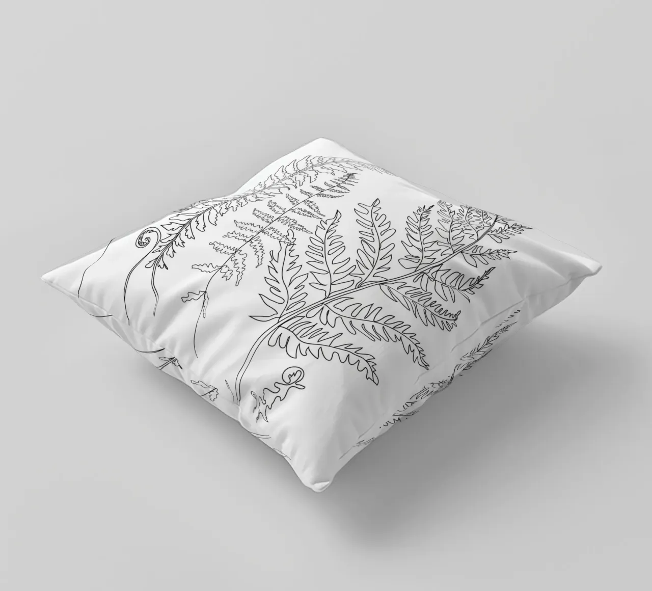 Minimal Line Art Fern Leaves cuscino da Nadjaa