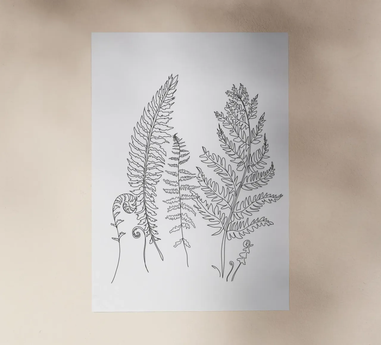 Minimal Line Art Fern Leaves pellicola backlit da Nadjaa