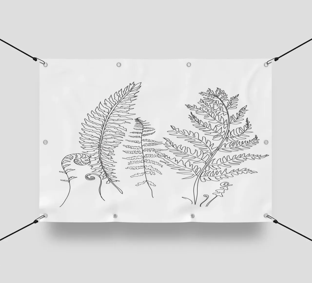 Minimal Line Art Fern Leaves telo in pvc da Nadjaa