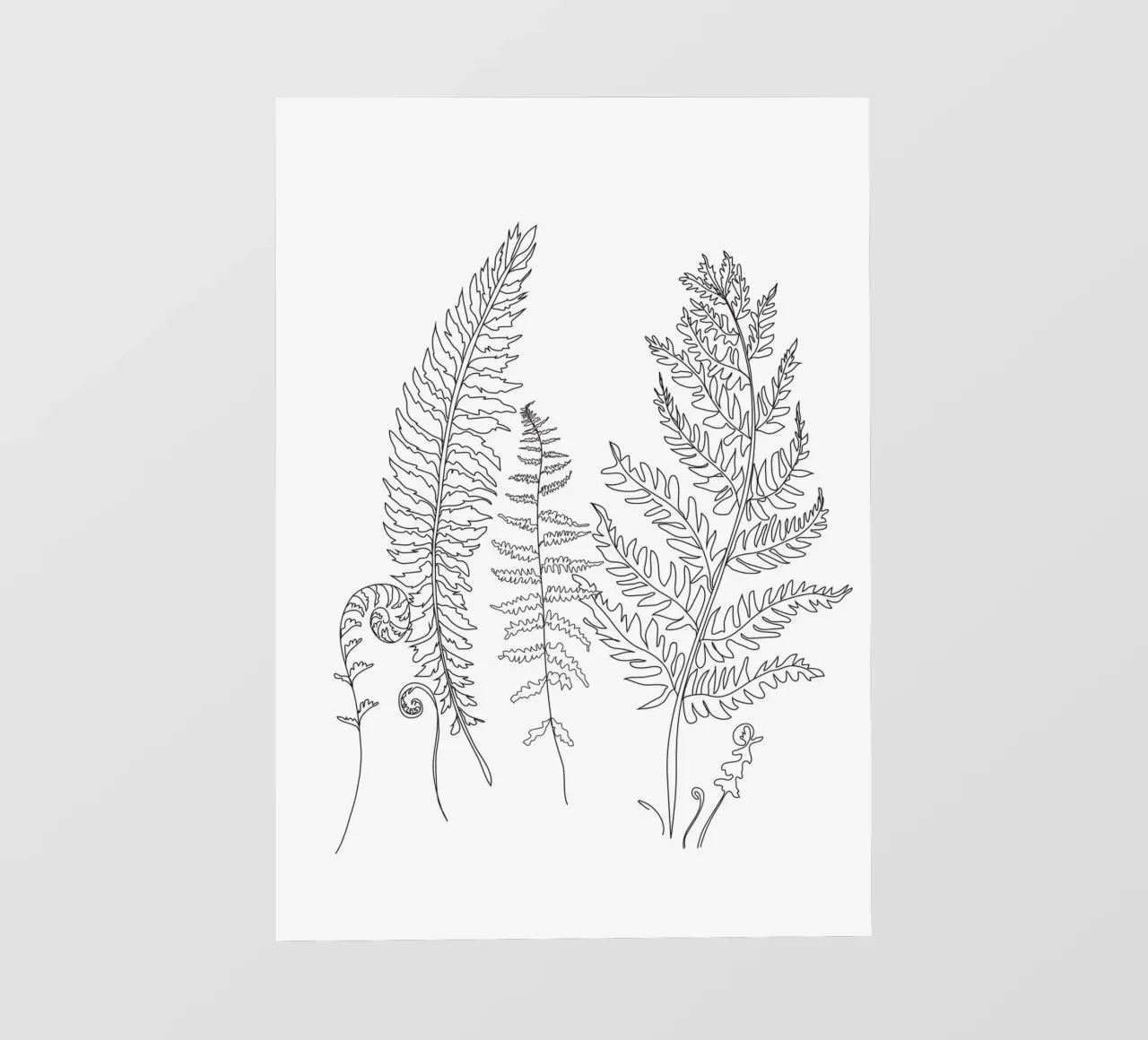 Minimal Line Art Fern Leaves telo in pvc da Nadjaa