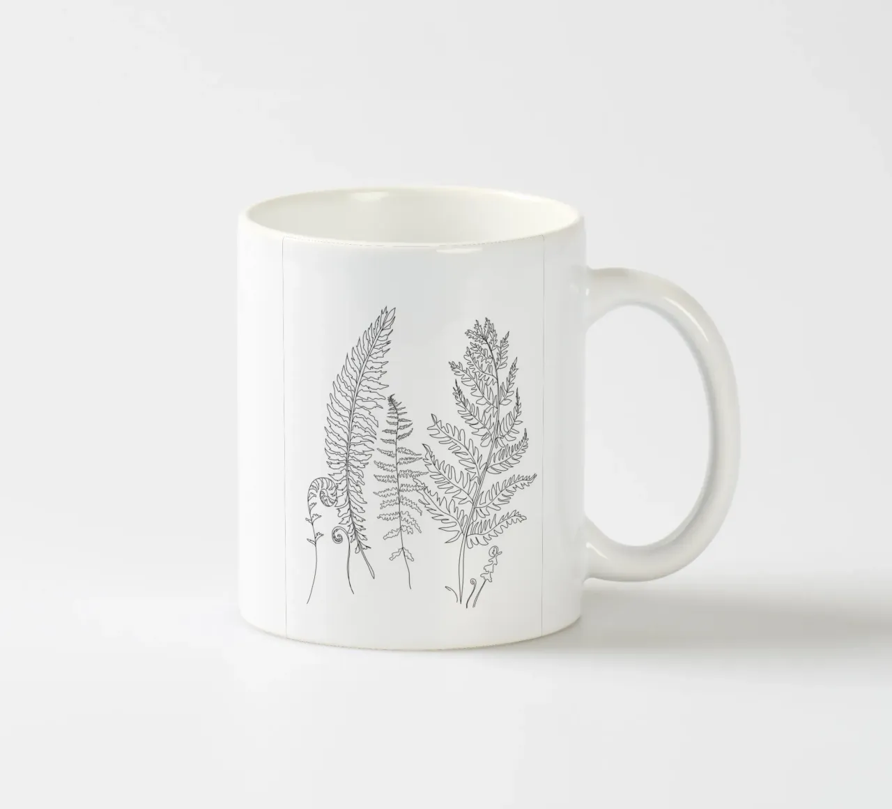 Minimal Line Art Fern Leaves tazza in ceramica da Nadjaa