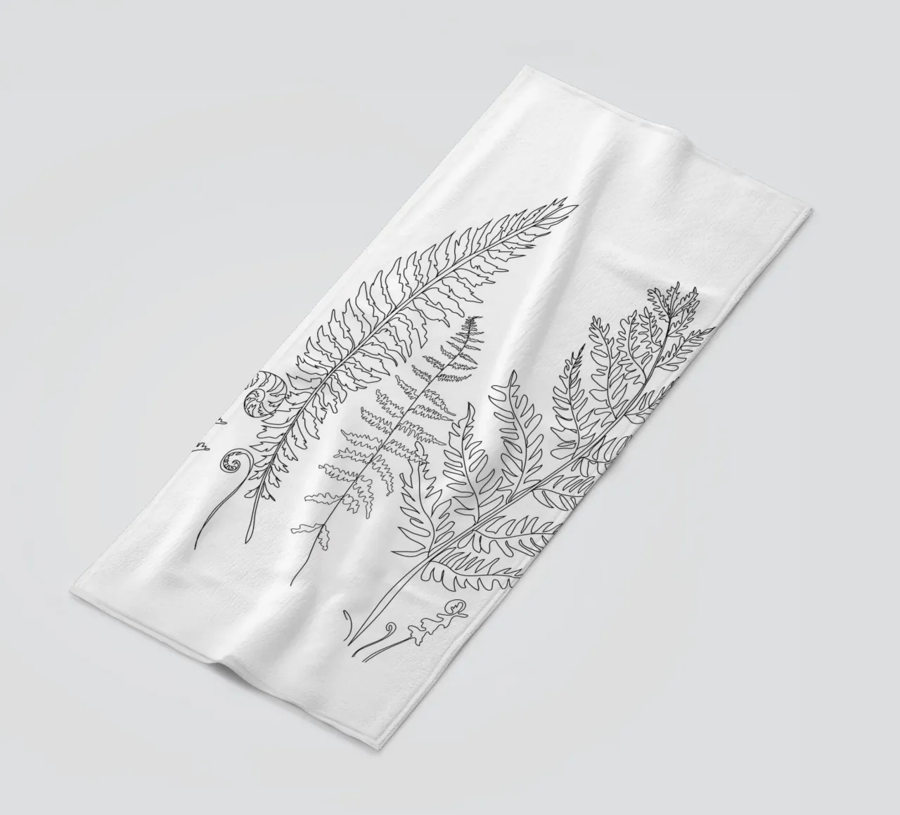 Minimal Line Art Fern Leaves telo mare da Nadjaa