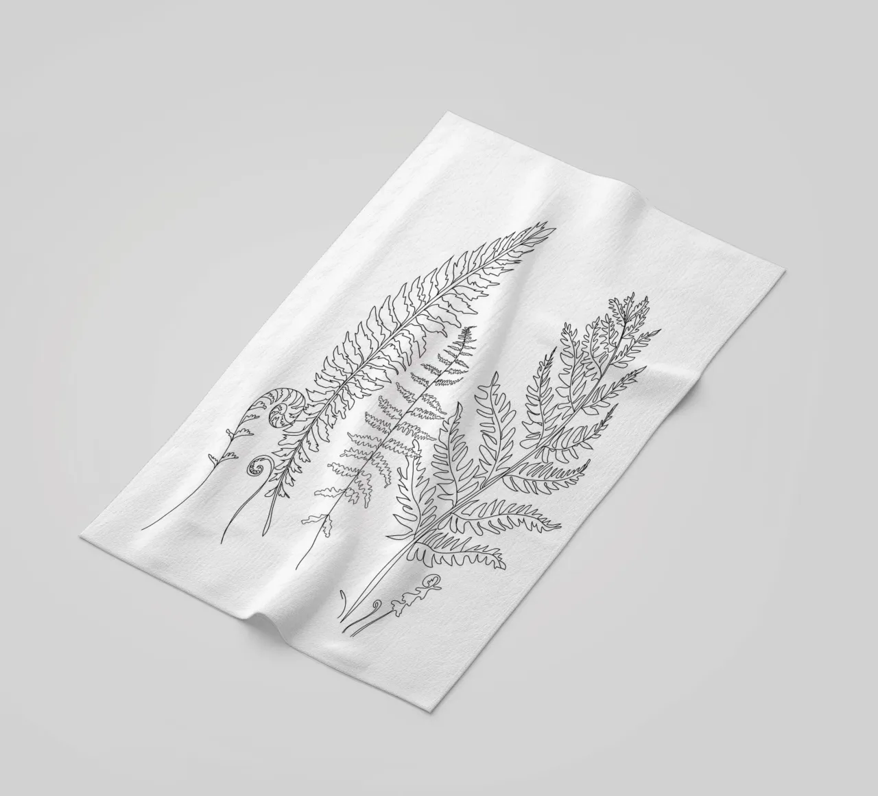 Minimal Line Art Fern Leaves telo mare da Nadjaa