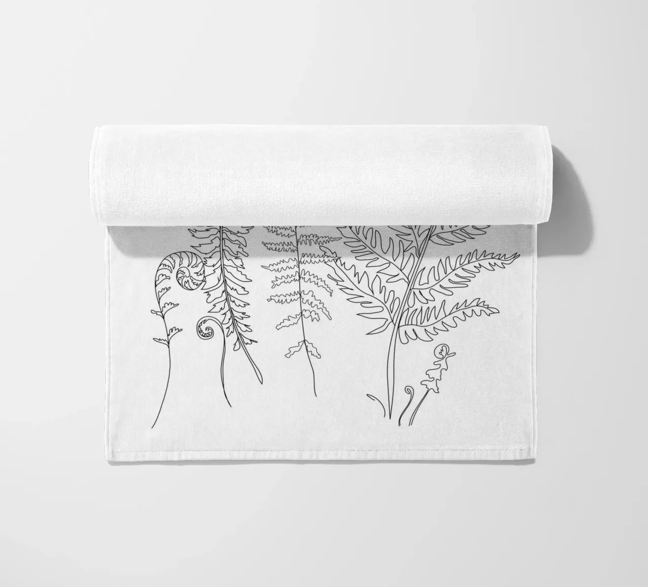 Minimal Line Art Fern Leaves telo mare da Nadjaa