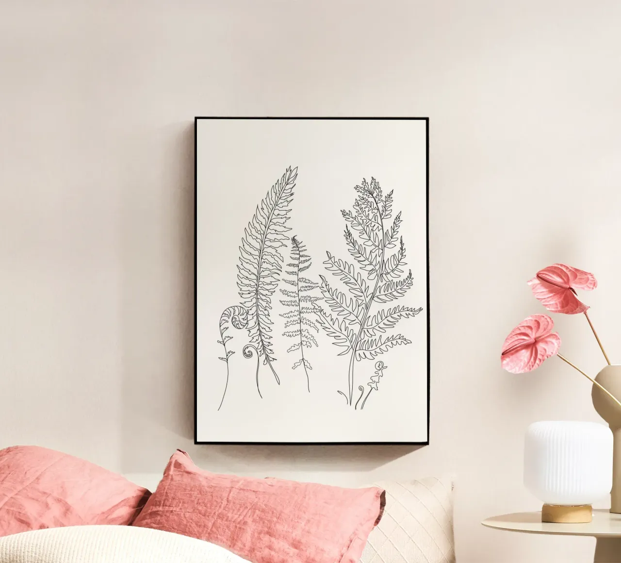 Minimal Line Art Fern Leaves plexiglass da Nadjaa