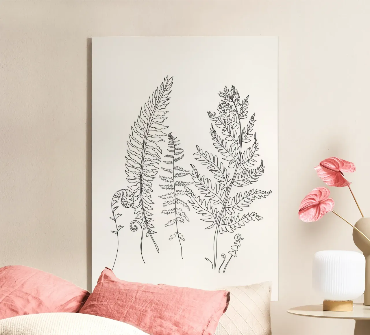 Minimal Line Art Fern Leaves plexiglass da Nadjaa