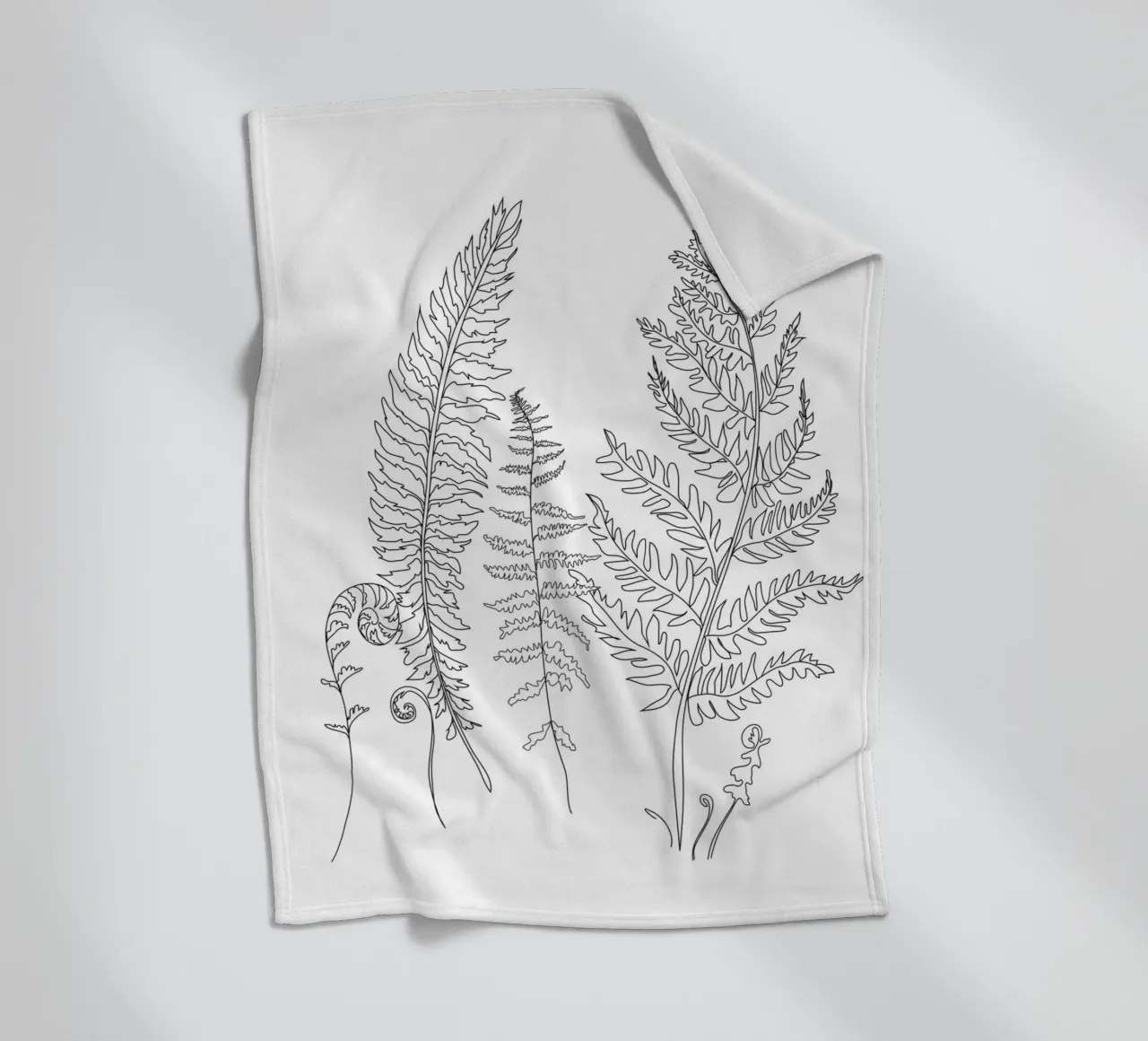 Minimal Line Art Fern Leaves coperta in pile da Nadjaa