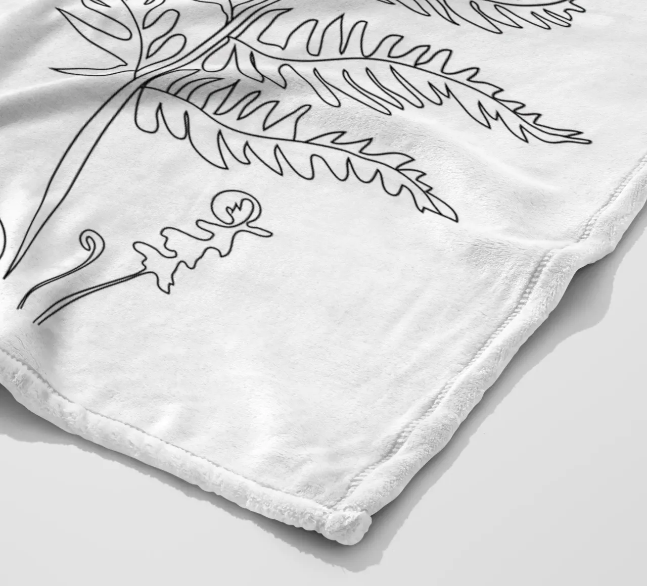 Minimal Line Art Fern Leaves coperta in pile da Nadjaa