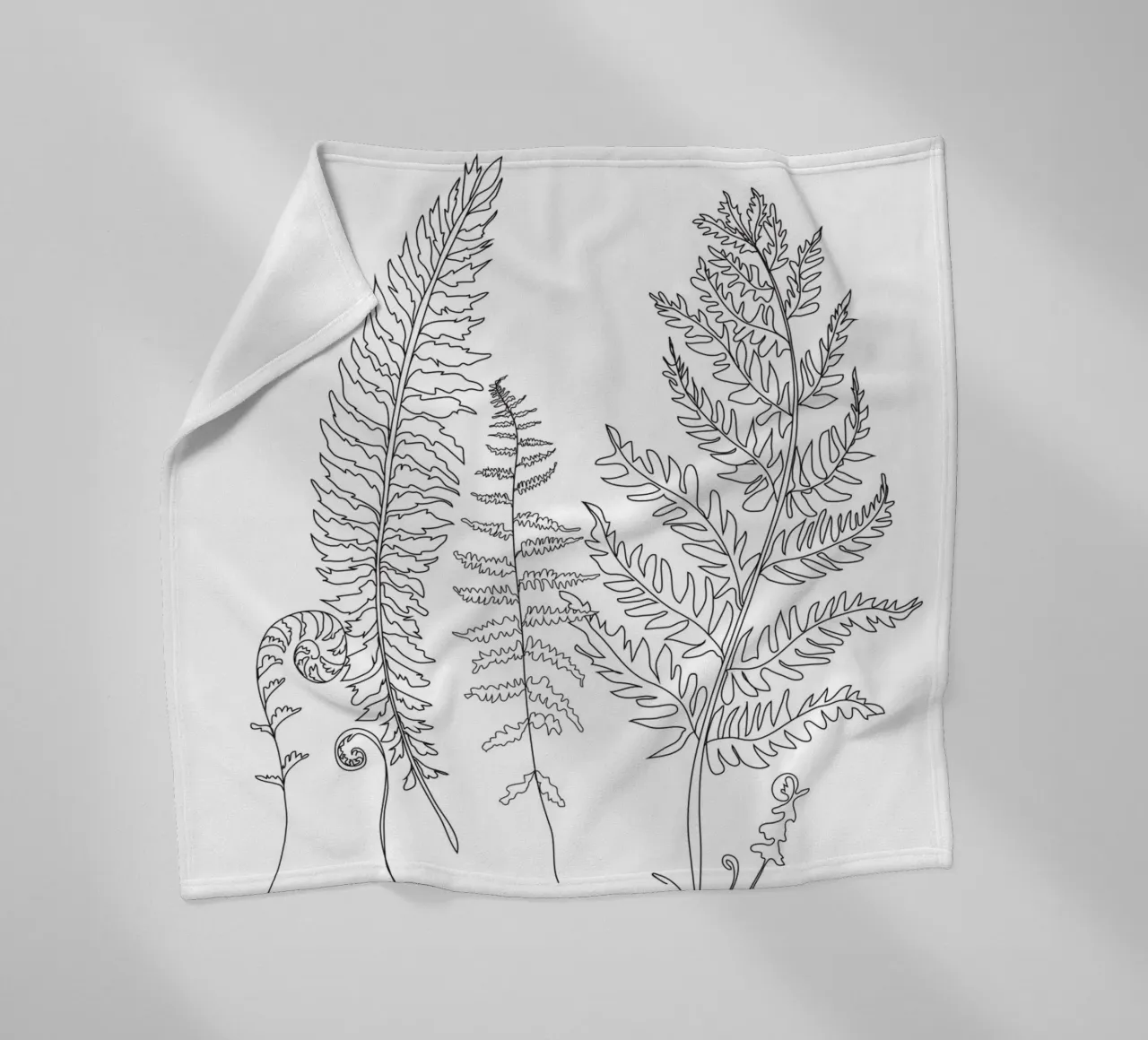 Minimal Line Art Fern Leaves coperta in pile da Nadjaa