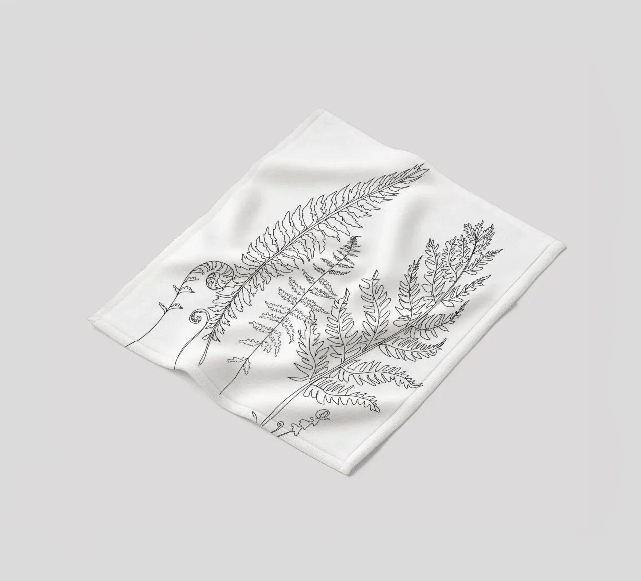 Minimal Line Art Fern Leaves coperta in pile da Nadjaa