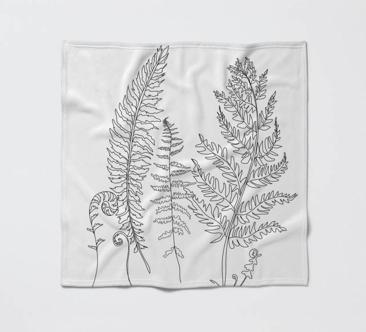 Minimal Line Art Fern Leaves coperta in pile da Nadjaa