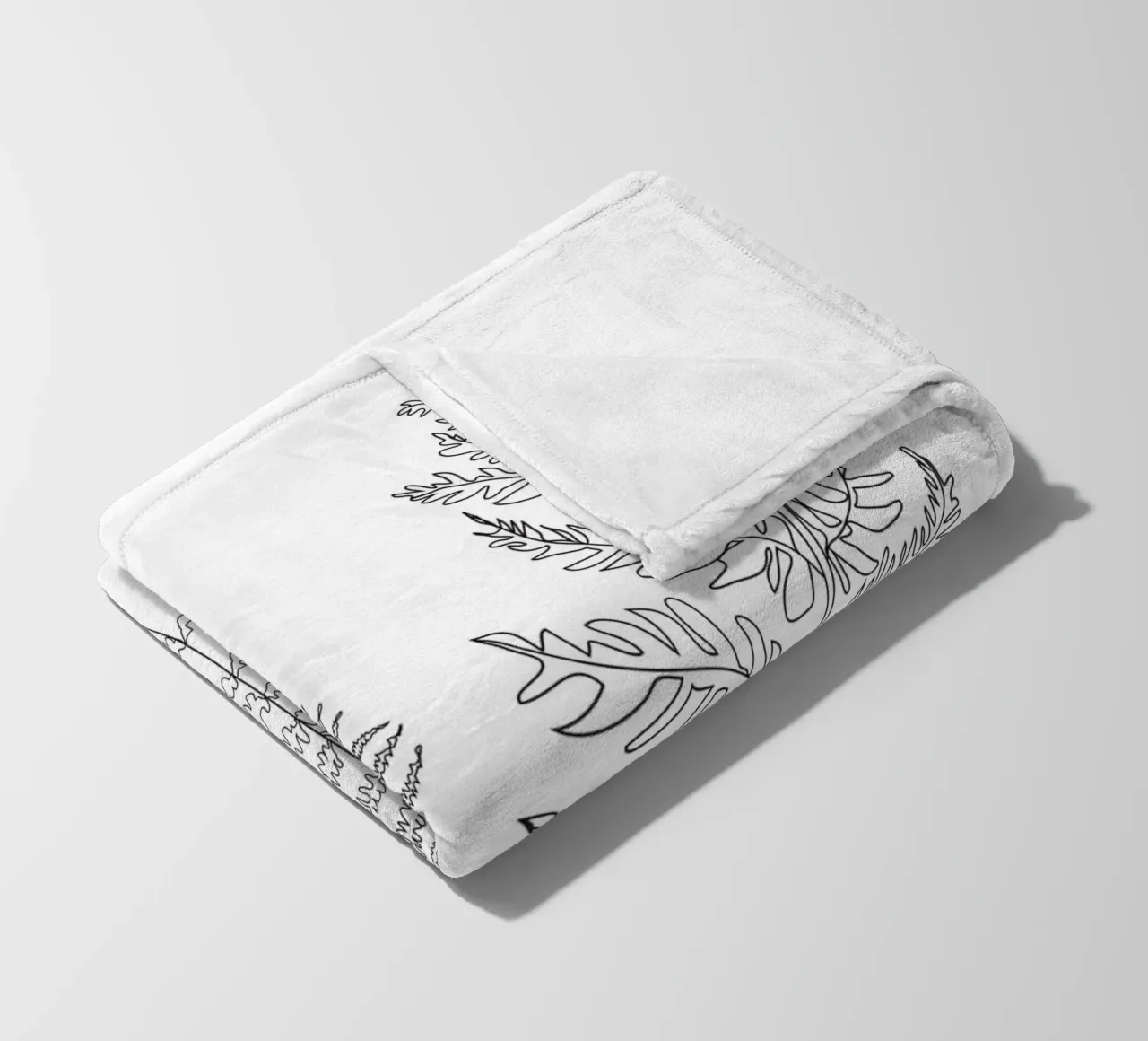 Minimal Line Art Fern Leaves coperta in pile da Nadjaa