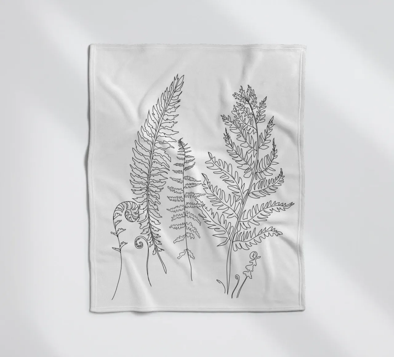 Minimal Line Art Fern Leaves coperta in pile da Nadjaa