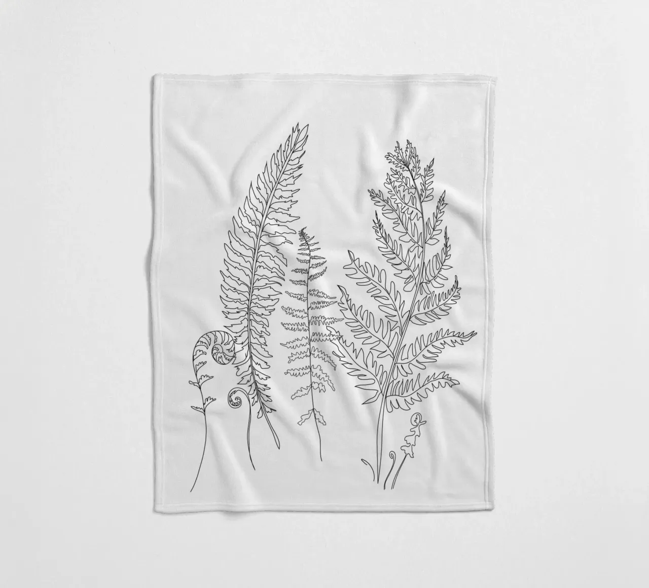Minimal Line Art Fern Leaves coperta in pile da Nadjaa