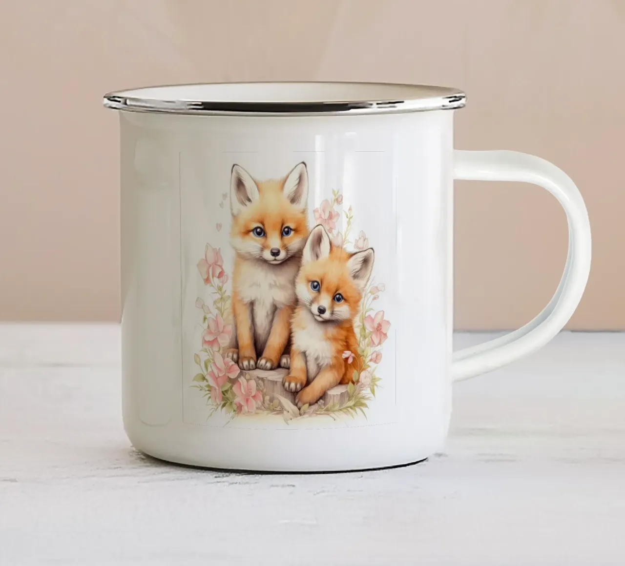 Piccole volpi tazza in smalto da Happy Littles