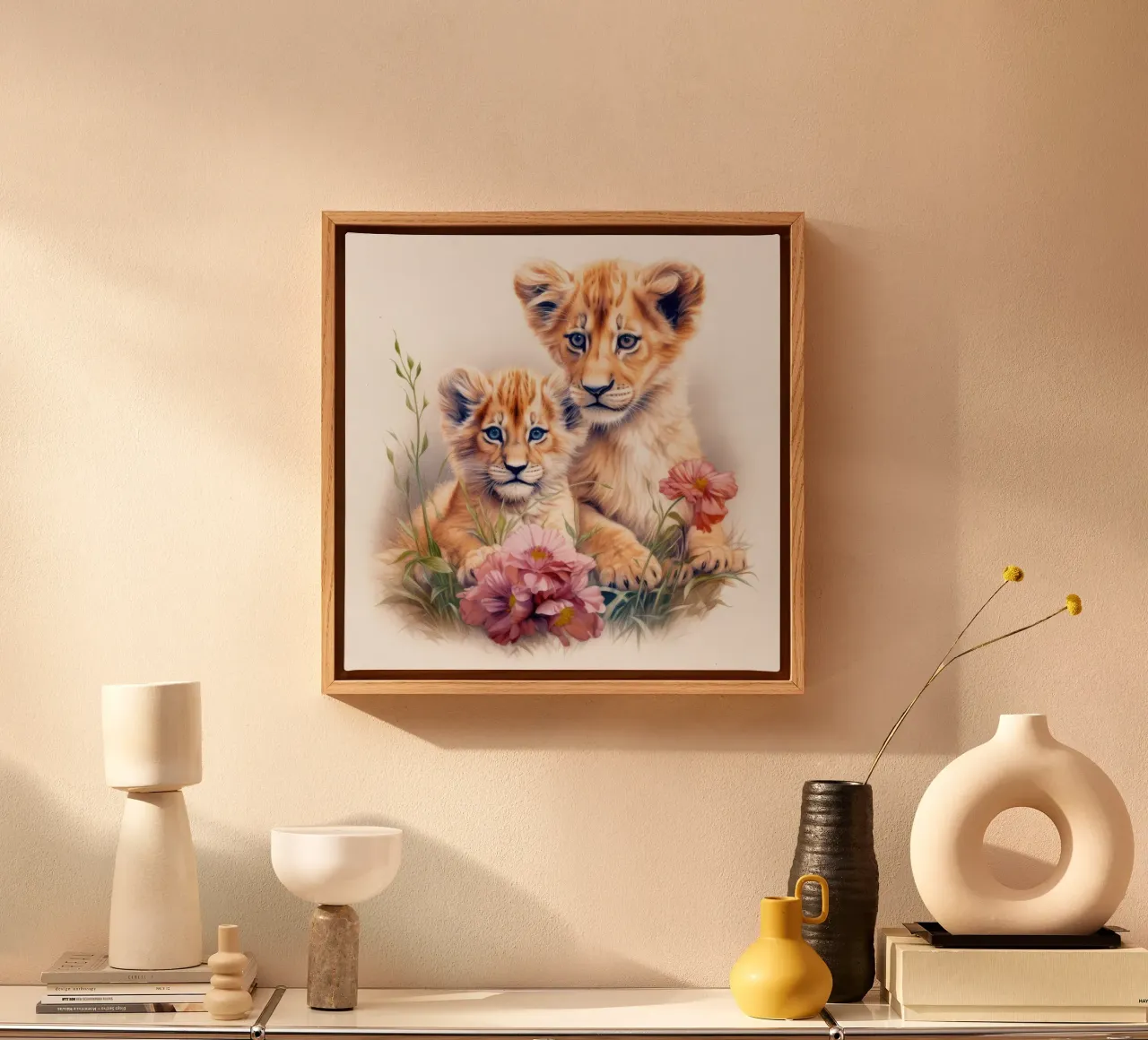 Baby leeuwenwelpen canvas van Happy Littles