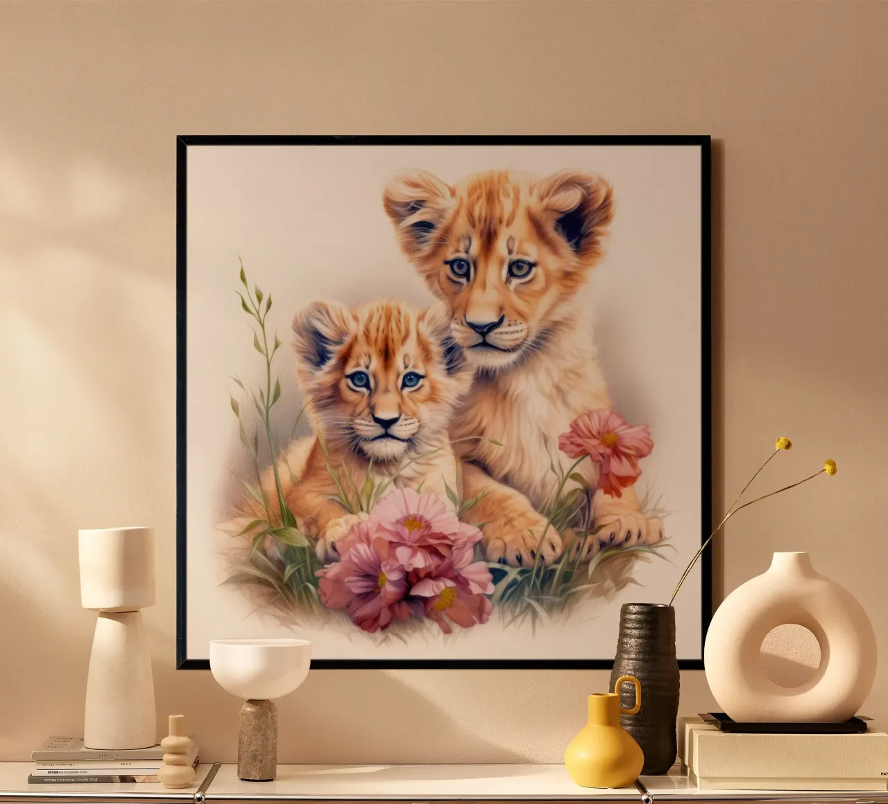 Baby Lion Cubs poster by Happy Littles