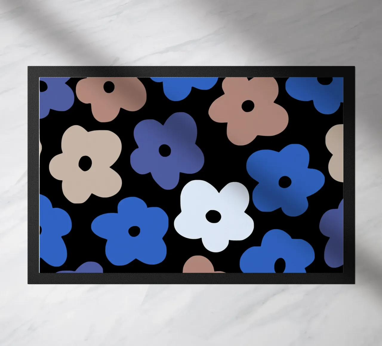 Blue flower pattern doormat by Little Dean