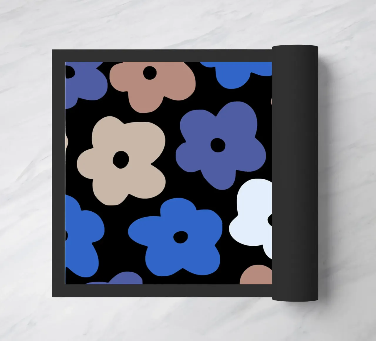 Blue flower pattern doormat by Little Dean
