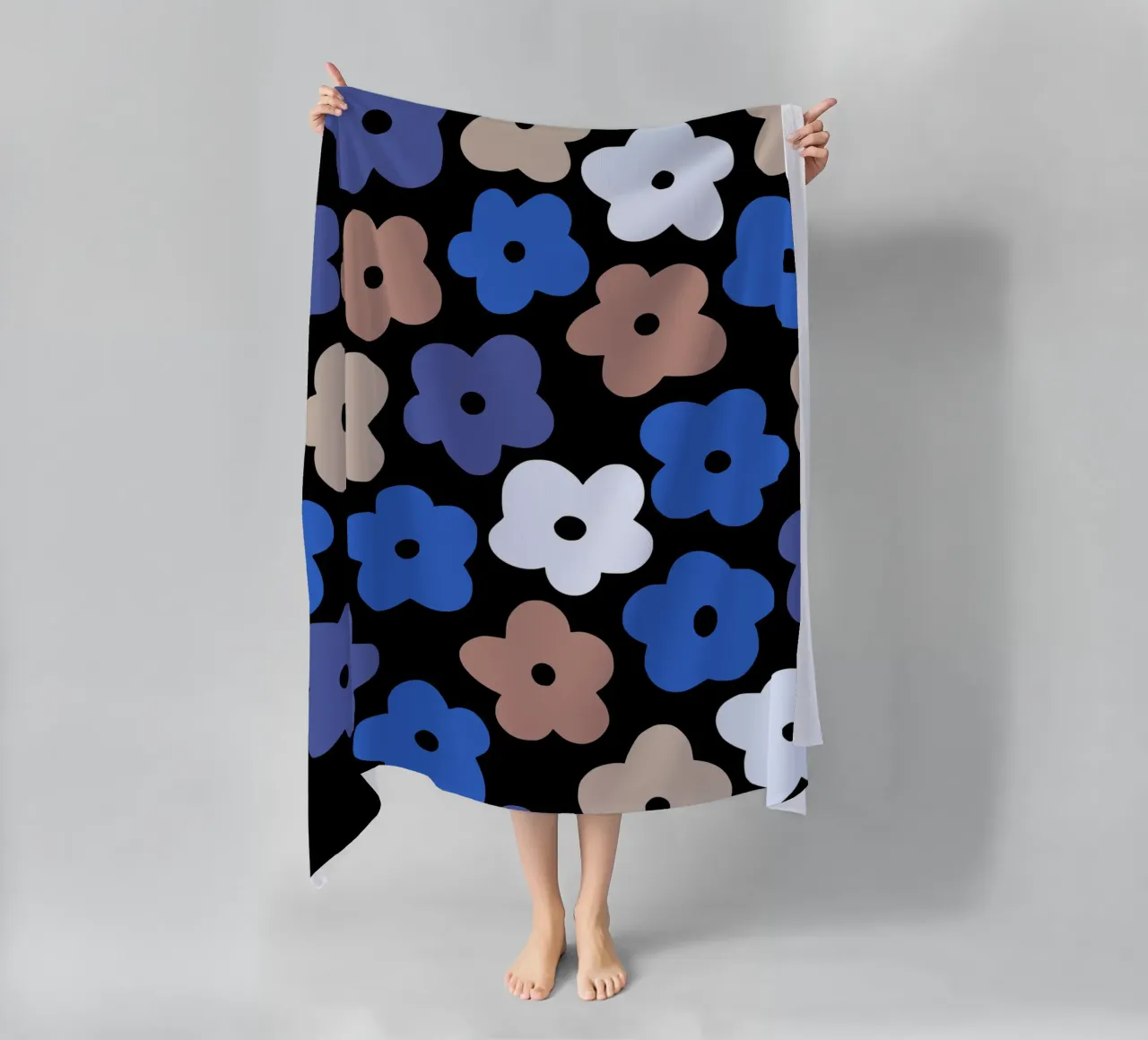 Motivo floreale blu telo mare da Little Dean