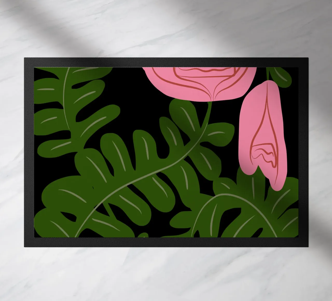 Rozenbed deurmat van Little Dean