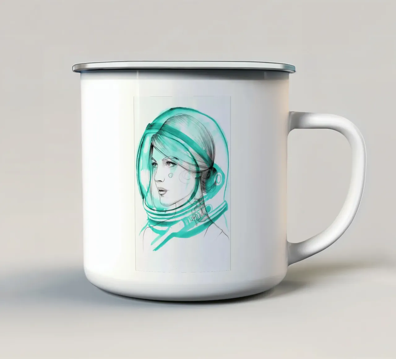 Astronaut tazza in smalto da Ina Stanimirova