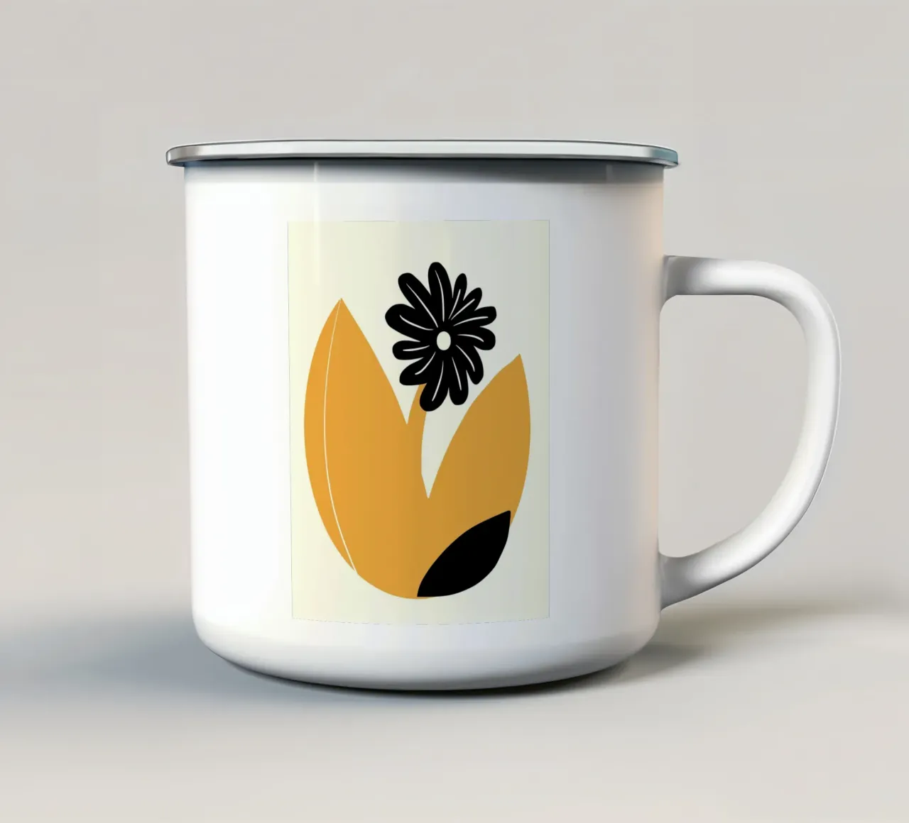 Fioritura gialla e nera tazza in smalto da Little Dean