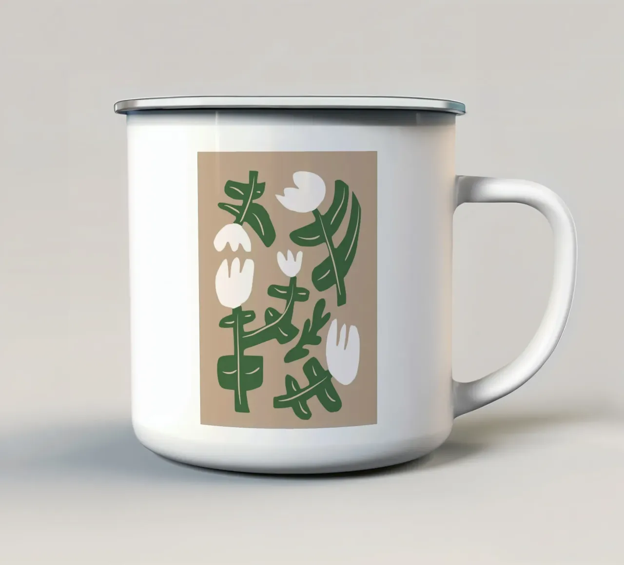 Composizione di fiori bianchi tazza in smalto da Little Dean