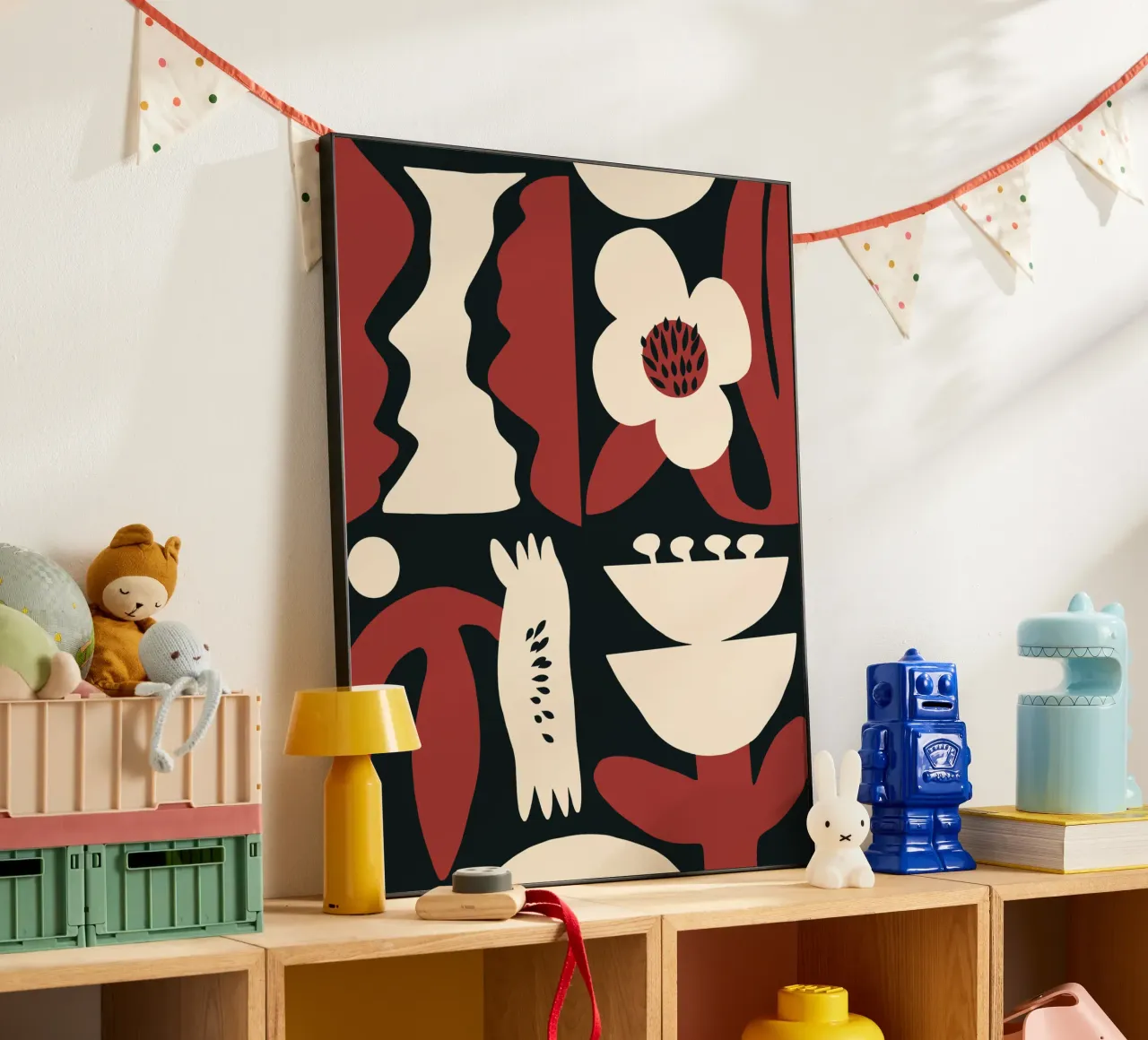 Composizione di fiori rossi retrò alluminio dibond da Little Dean