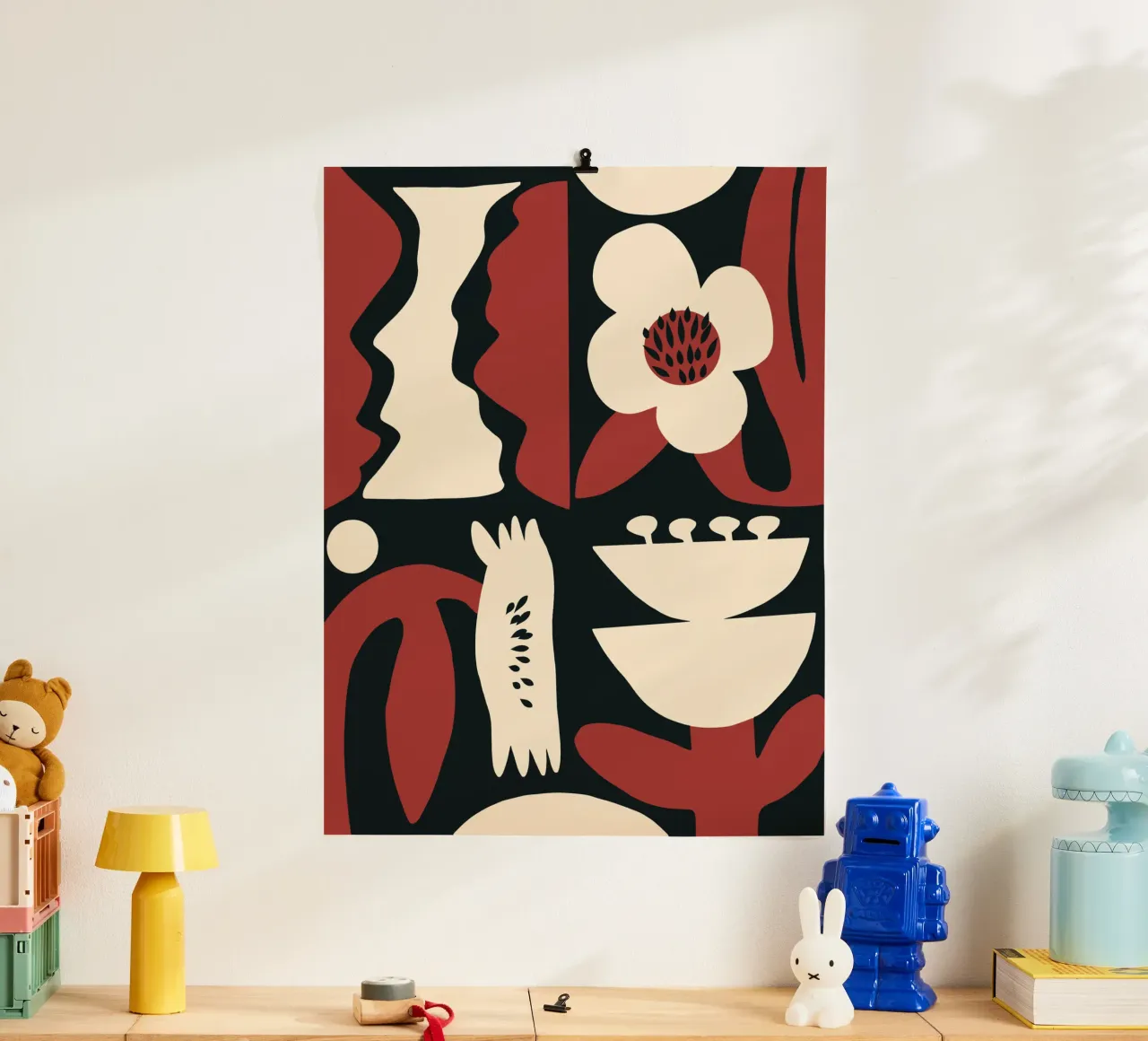 Composizione di fiori rossi retrò carta hahnemühle da Little Dean