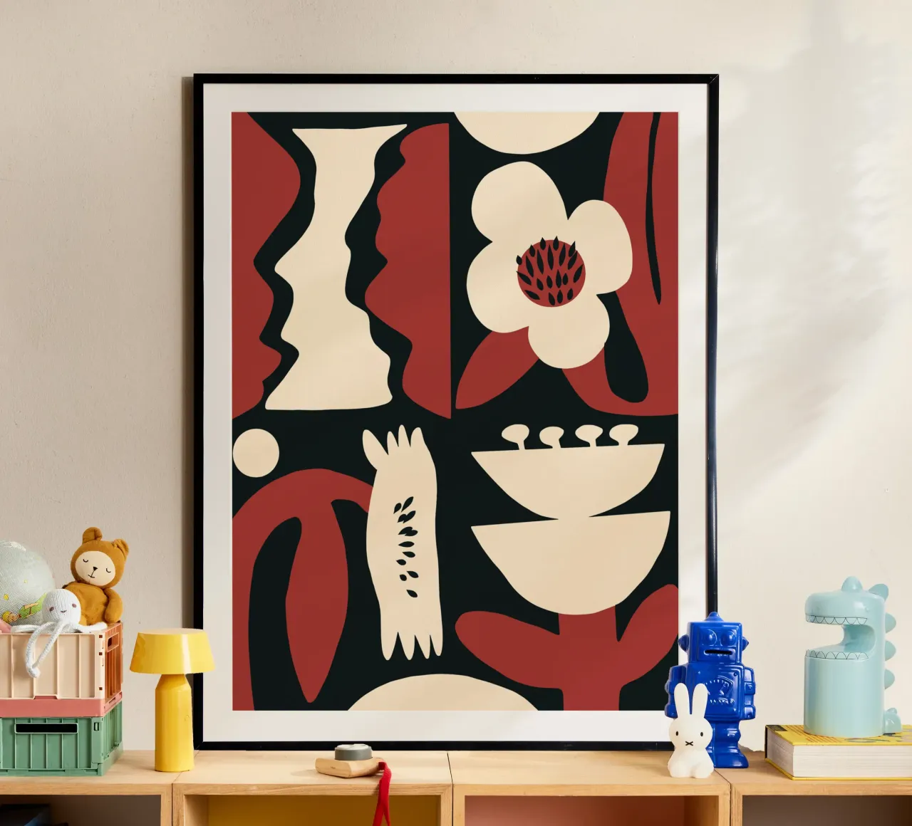 Composizione di fiori rossi retrò carta hahnemühle da Little Dean