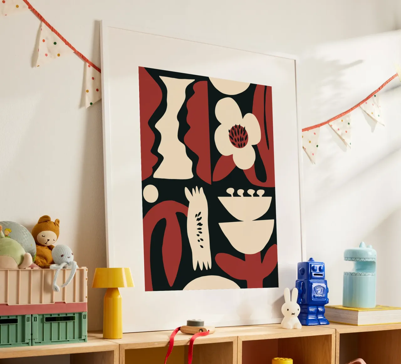Composizione di fiori rossi retrò carta hahnemühle da Little Dean