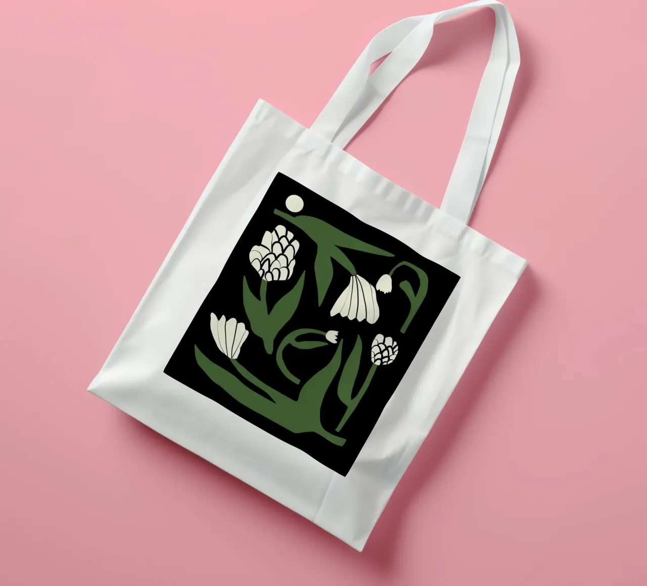 Composizione di fiori bianchi 02 borsa in juta da Little Dean