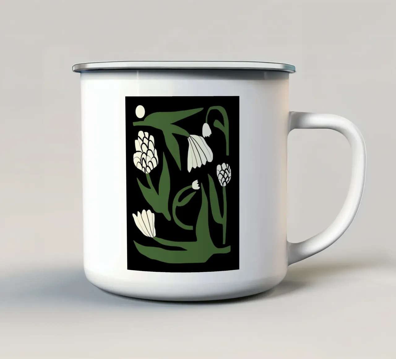 Composizione di fiori bianchi 02 tazza in smalto da Little Dean