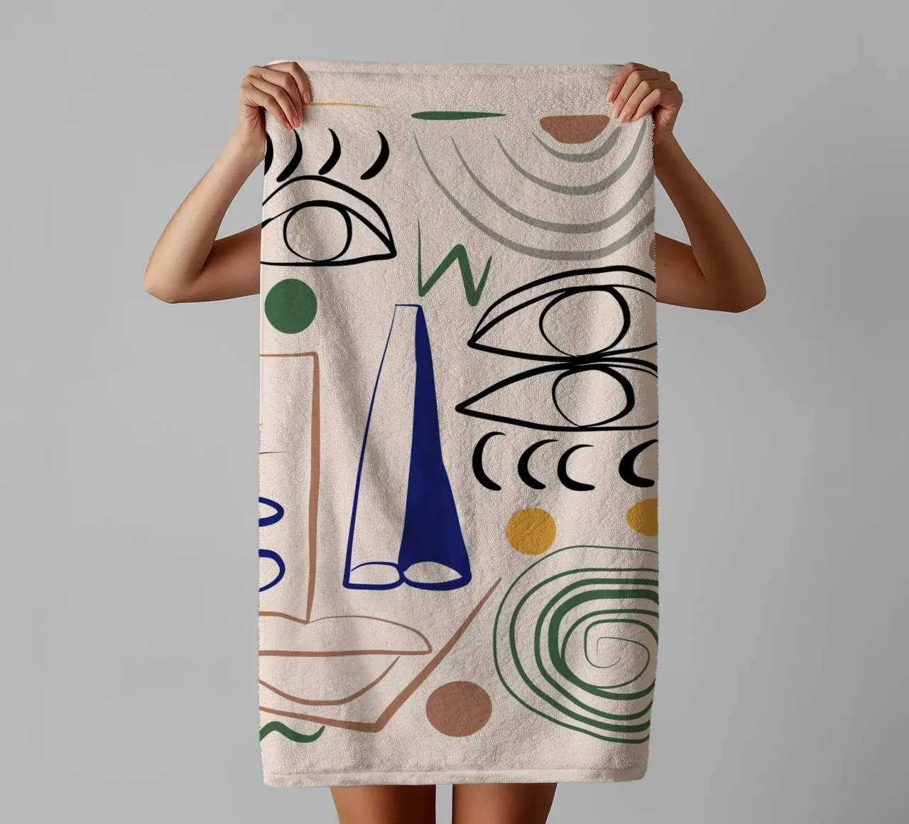 Maximalist line art 09 towel by Little Dean