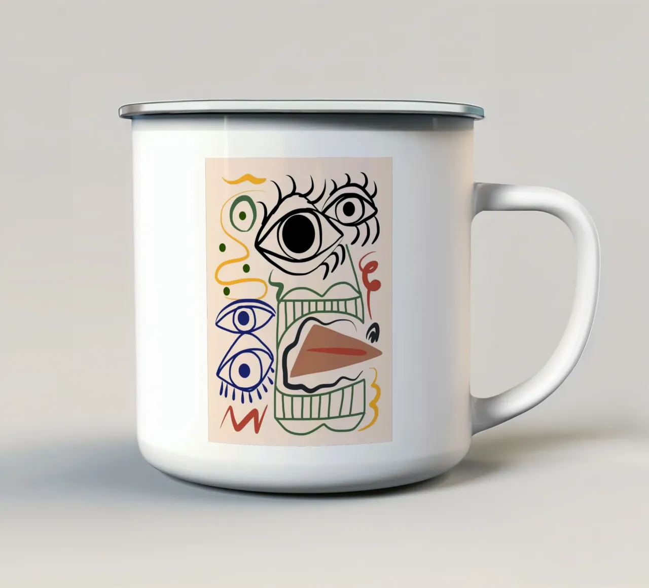 Line art massimalista 10 tazza in smalto da Little Dean