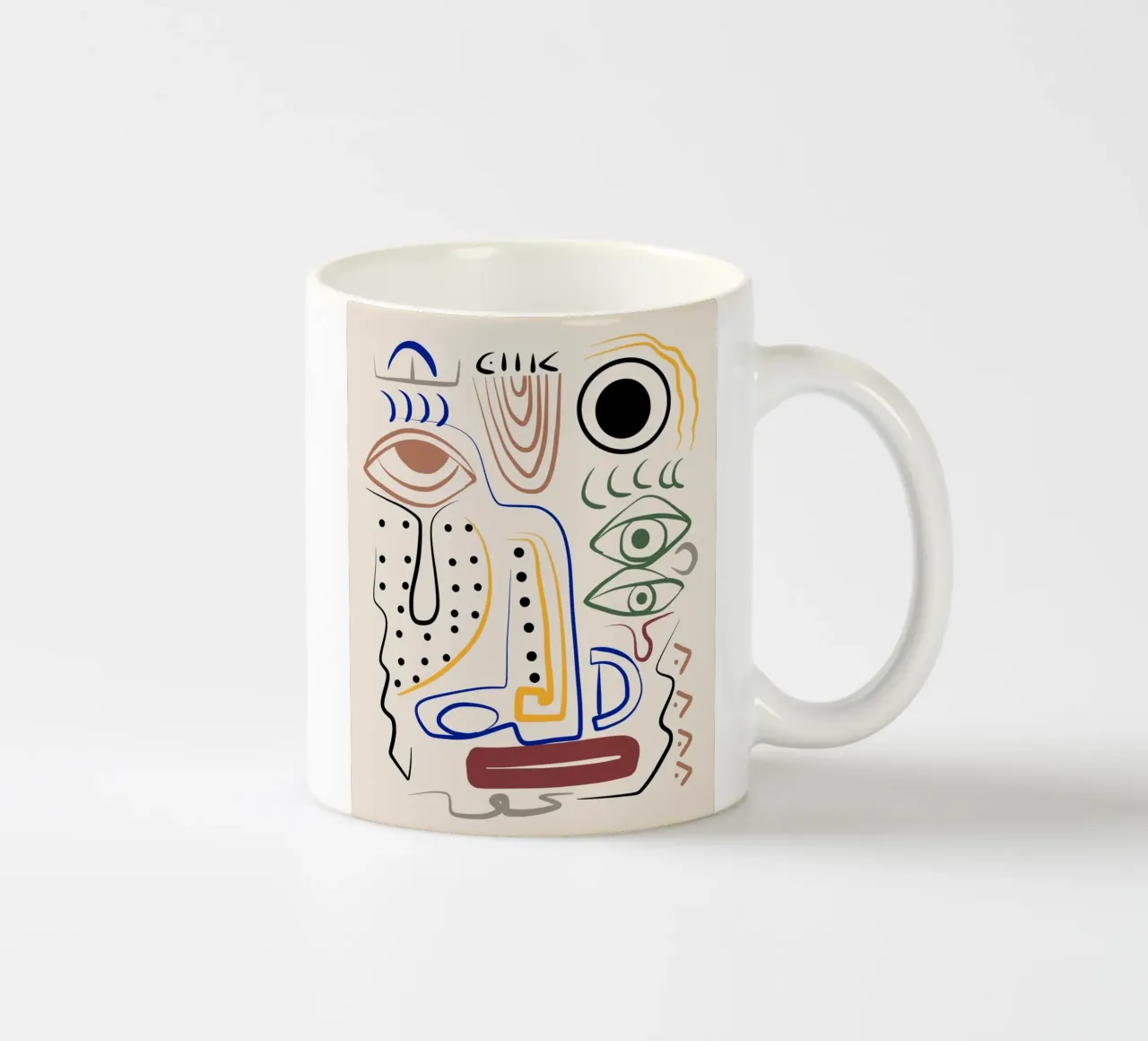 Line art massimalista 12 tazza in ceramica da Little Dean