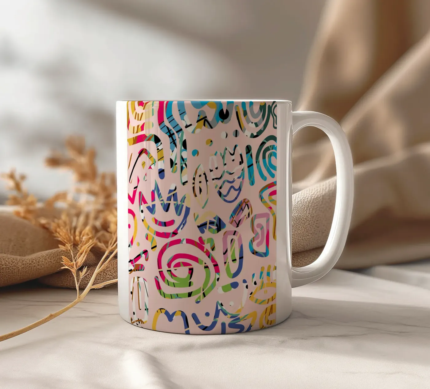 Graffiti scribble ceramic mug by Little Dean