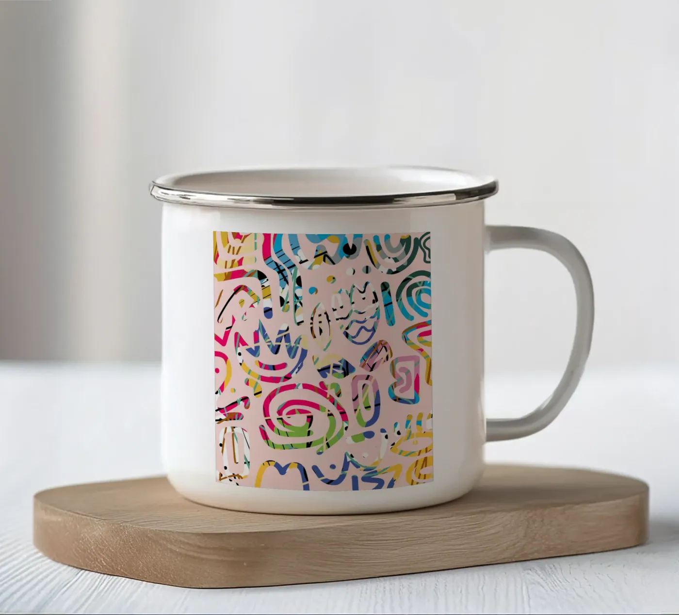 Graffiti scribble enamel mug by Little Dean